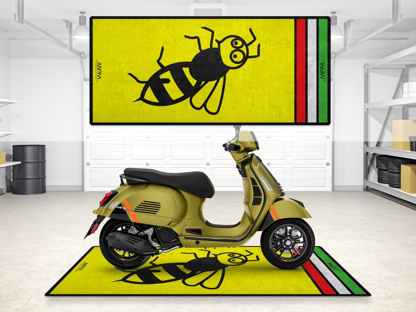 Designed Pit Mat for Vespa Bee Design Scooter Motorcycle - MM7215