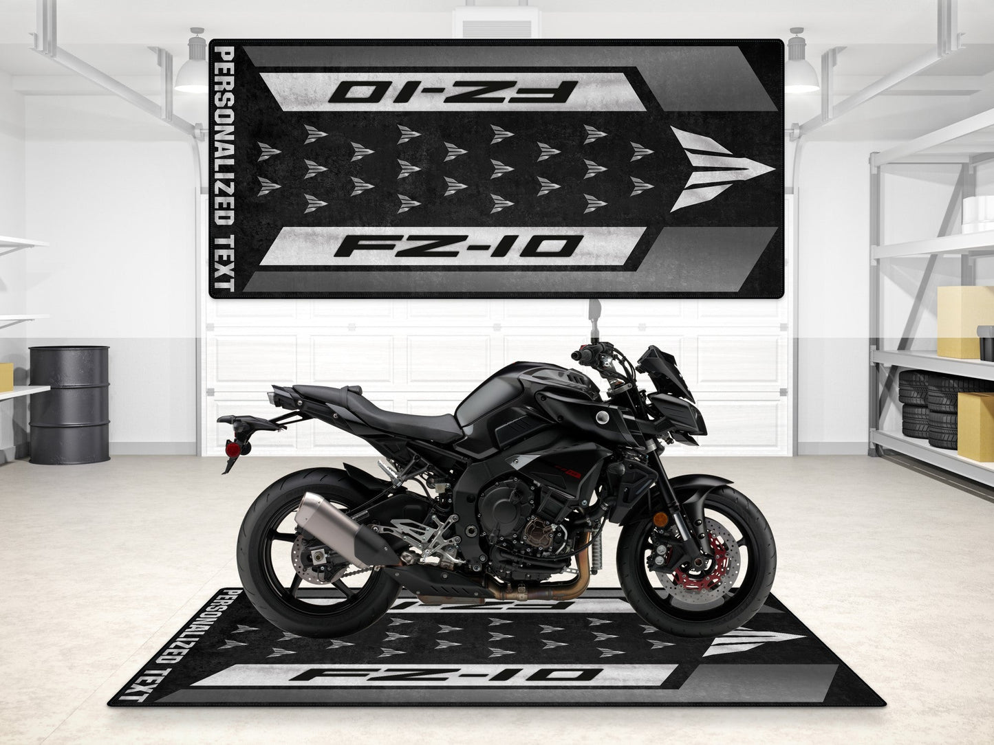Designed Pit Mat for Yamaha FZ-10 Yellow & Black Motorcycle - MM7256