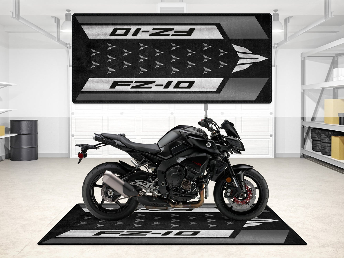Designed Pit Mat for Yamaha FZ-10 Yellow & Black Motorcycle - MM7256