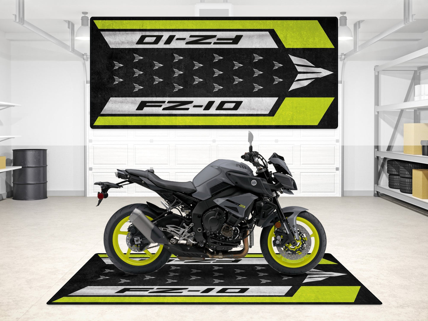 Designed Pit Mat for Yamaha FZ-10 Yellow & Black Motorcycle - MM7256