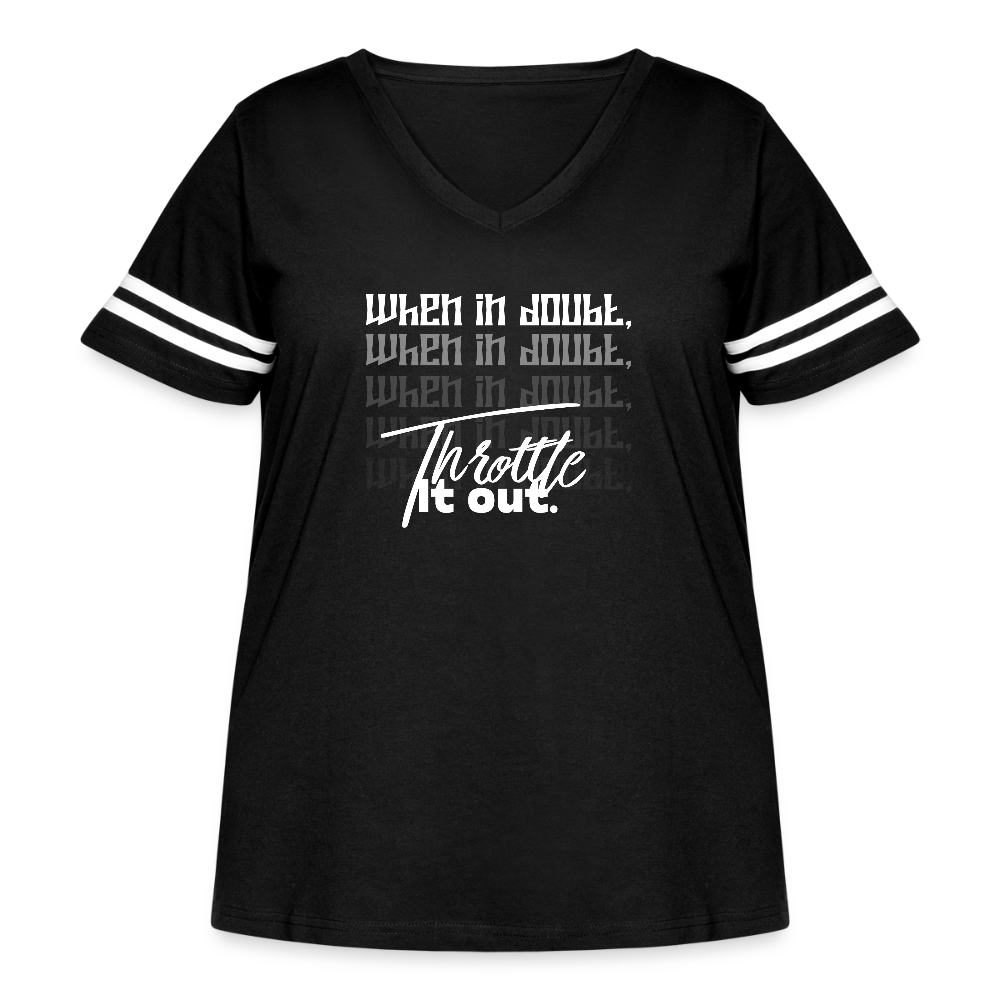 Women's Curvy Vintage Sport T-Shirt - black/white