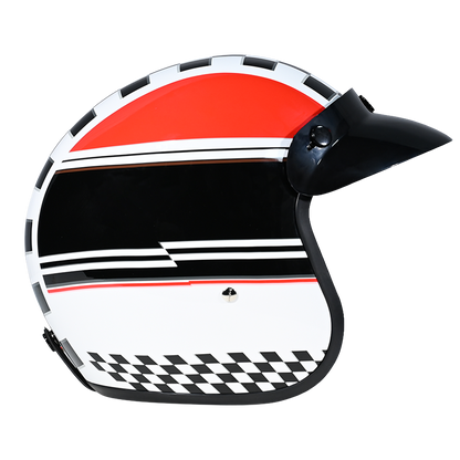 DOT Approved Daytona Cruiser Open Face Motorcycle Helmet - Men, Women & Youth - With Visor & Graphics - W/ Daytona Classic