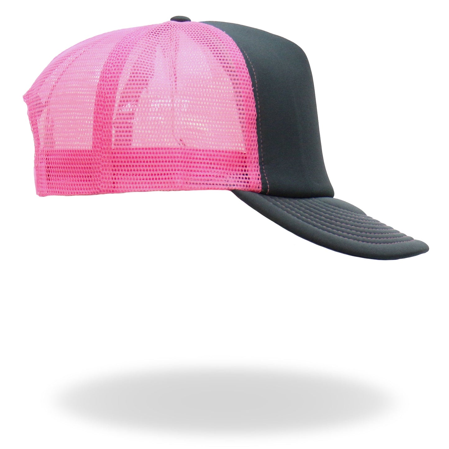 Hot Leathers Pink And Black Trucker Hat Skeleton Finger GSH1053