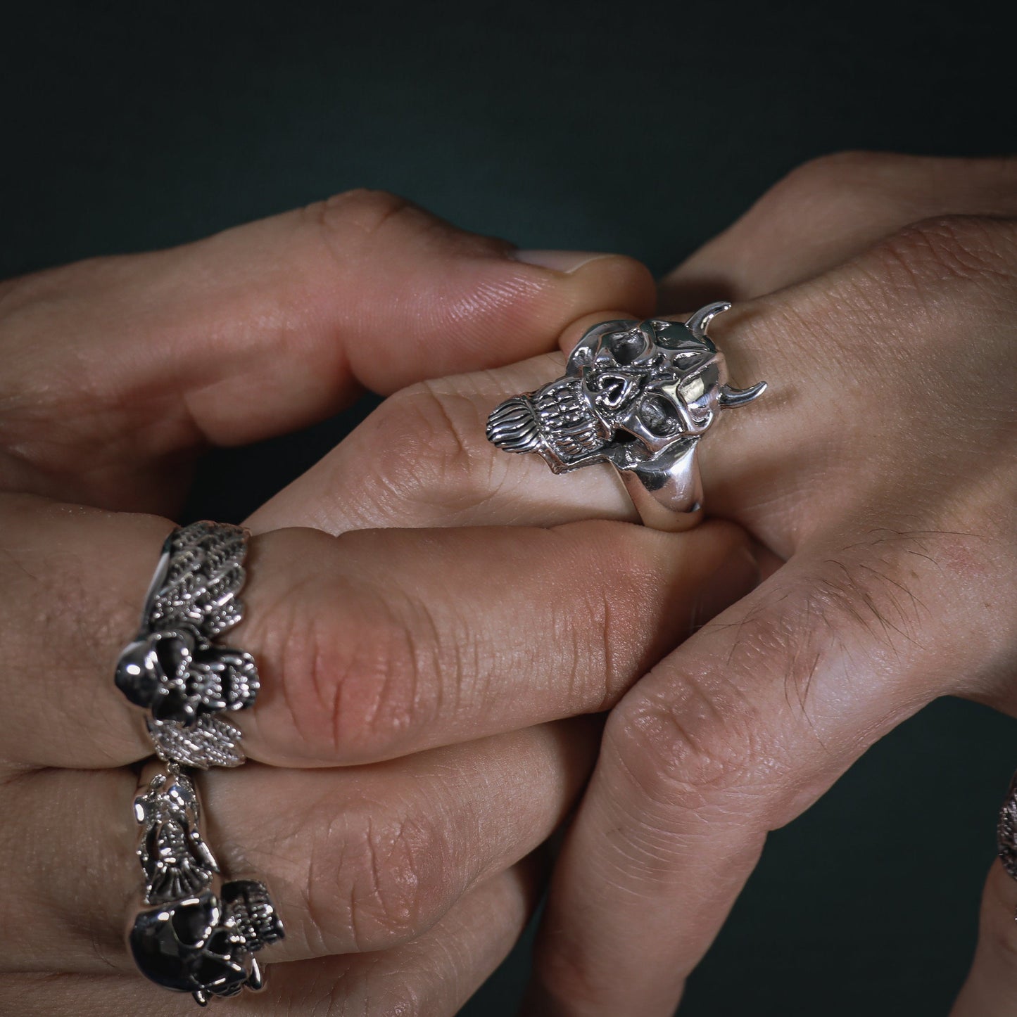Sterling Silver Devil Skull Ring