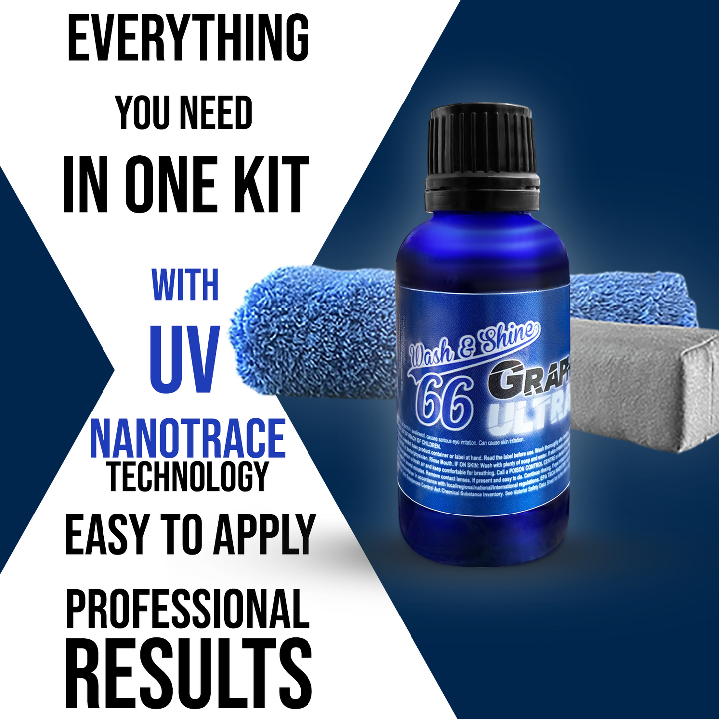 Wash&Shine 66 Graphene infused Ceramic Coating with UV Trace Technology – 10H Protection & Shine 1 fl.oz.