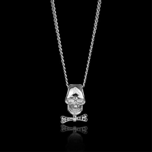 Stainless Steel Skull And Bone Bow Tie Curb Chain Necklace