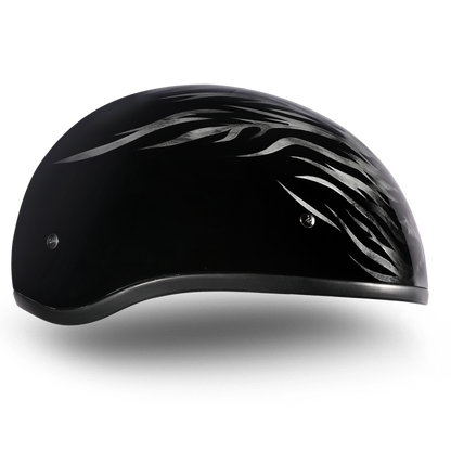 DOT Approved Daytona Motorcycle Half Face Helmet - Skull Cap Graphics for Men & Women, Scooters, ATVs, UTVs & Choppers - W/ Ignite Grey