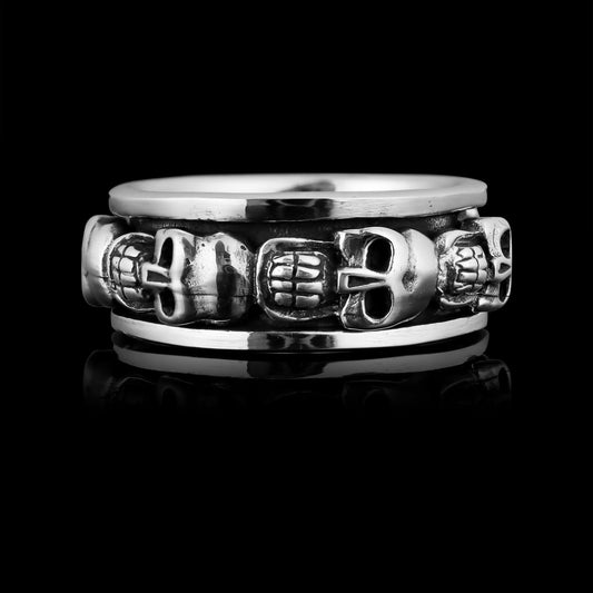 Sterling Silver Skull Spinner Ring