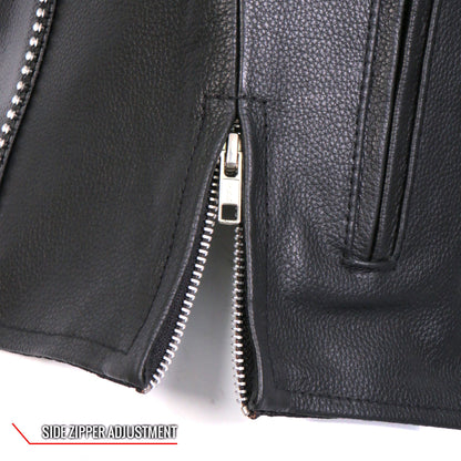 Hot Leathers VSL1016 Ladies Biker 'Rhinestone' Black Leather Motorcycle Vest