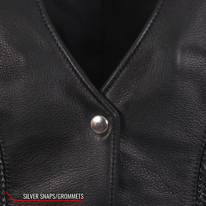 Hot Leathers VSL5001 USA Made Ladies Braided Leather Motorcycle Biker Vest
