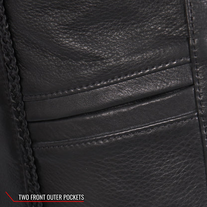 Hot Leathers VSL5001 USA Made Ladies Braided Leather Motorcycle Biker Vest