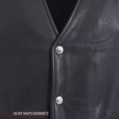 Hot Leathers VSM5003 Men's USA Made Extra Long Back Premium Steerhide motorcycle biker Leather Vest