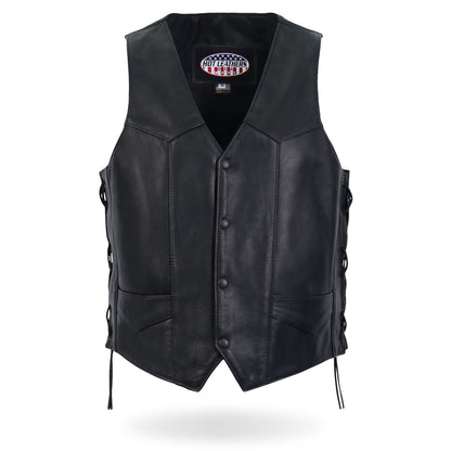 Hot Leathers VSM5008 Men's USA Made Side Lace Premium Leather Motorcycle Biker Vest