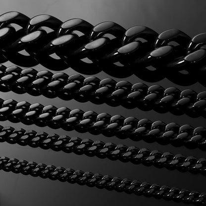 Black Stainless Steel Curb Chain Necklace