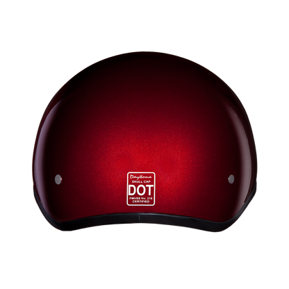 DOT Approved Daytona Skull Cap Half Shell Motorcycle Helmet - Beanie Style for Motorcycles, Cruisers, Scooters, and Mopeds - Black Cherry