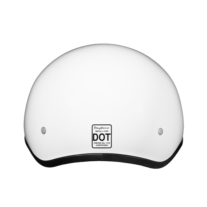 DOT Approved Daytona Skull Cap Half Shell Motorcycle Helmet - Beanie Style for Motorcycles, Cruisers, Scooters, and Mopeds W/O Visor- Hi-Gloss White