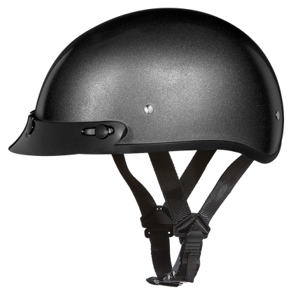 DOT Approved Daytona Skull Cap Half Shell Motorcycle Helmet - Beanie Style for Motorcycles, Cruisers, Scooters, and Mopeds - Gun Metal Grey Metallic