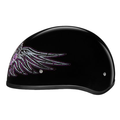 DOT Approved Daytona Motorcycle Half Face Helmet - Skull Cap Graphics for Men & Women, Scooters, ATVs, UTVs & Choppers - W/ Barbed Wire Heart