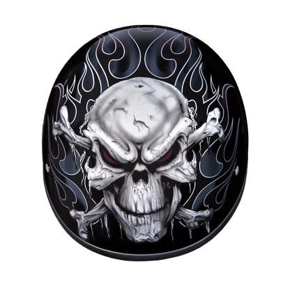 DOT Approved Daytona Motorcycle Half Face Helmet - Skull Cap Graphics for Men & Women, Scooters, ATVs, UTVs & Choppers - W/ Cross Bones