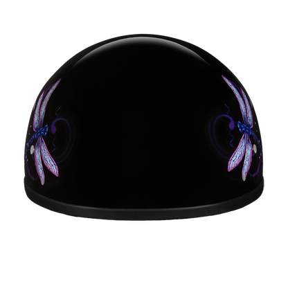 DOT Approved Daytona Motorcycle Half Face Helmet - Skull Cap Graphics for Men & Women, Scooters, ATVs, UTVs & Choppers - W/ Dragonfly