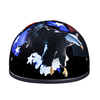 DOT Approved Daytona Motorcycle Half Face Helmet - Skull Cap Graphics for Men & Women, Scooters, ATVs, UTVs & Choppers - W/ Freedom