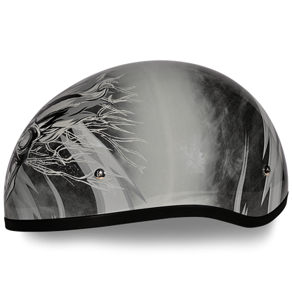 DOT Approved Daytona Motorcycle Half Face Helmet - Skull Cap Graphics for Men & Women, Scooters, ATVs, UTVs & Choppers - W/ Thunder