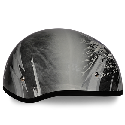 DOT Approved Daytona Motorcycle Half Face Helmet - Skull Cap Graphics for Men & Women, Scooters, ATVs, UTVs & Choppers - W/ Thunder