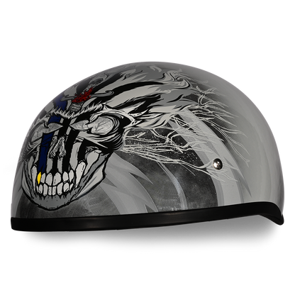 DOT Approved Daytona Motorcycle Half Face Helmet - Skull Cap Graphics for Men & Women, Scooters, ATVs, UTVs & Choppers - W/ Thunder