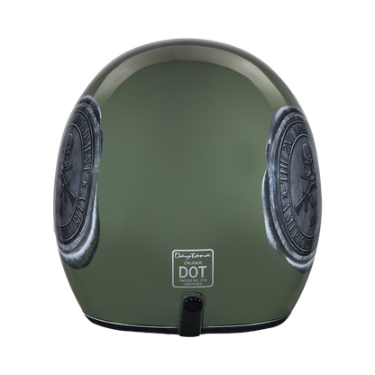 DOT Approved Daytona Cruiser Open Face Motorcycle Helmet - Men, Women & Youth - With Visor & Graphics - W/ 2nd Amendment Seal