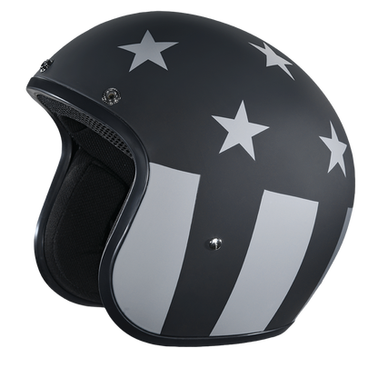 DOT Approved Daytona Cruiser Open Face Motorcycle Helmet - Men, Women & Youth - With Visor & Graphics - W/ Captain America Stealth
