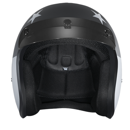 DOT Approved Daytona Cruiser Open Face Motorcycle Helmet - Men, Women & Youth - With Visor & Graphics - W/ Captain America Stealth