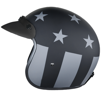 DOT Approved Daytona Cruiser Open Face Motorcycle Helmet - Men, Women & Youth - With Visor & Graphics - W/ Captain America Stealth