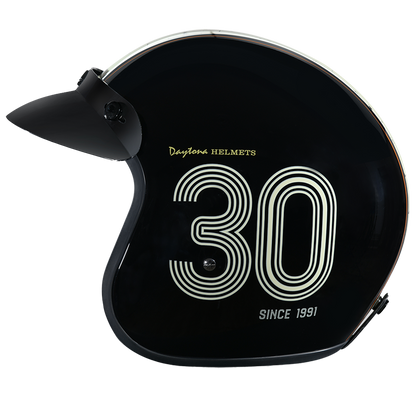 DOT Approved Daytona Cruiser Open Face Motorcycle Helmet - Men, Women & Youth - With Visor & Graphics - W/ Daytona 30th