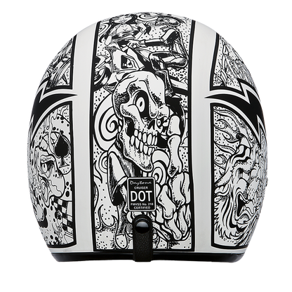 DOT Approved Daytona Cruiser Open Face Motorcycle Helmet - Men, Women & Youth - With Visor & Graphics - W/ Graffiti