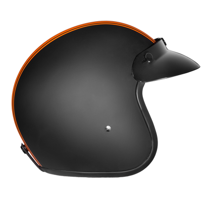 DOT Approved Daytona Cruiser Open Face Motorcycle Helmet - Men, Women & Youth - With Visor & Graphics - W/ Orange Pin Stripe