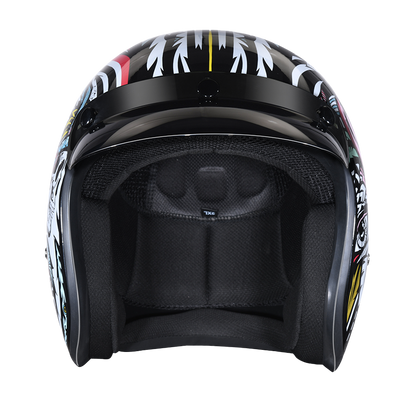 DOT Approved Daytona Cruiser Open Face Motorcycle Helmet - Men, Women & Youth - With Visor & Graphics - W/ Tribal