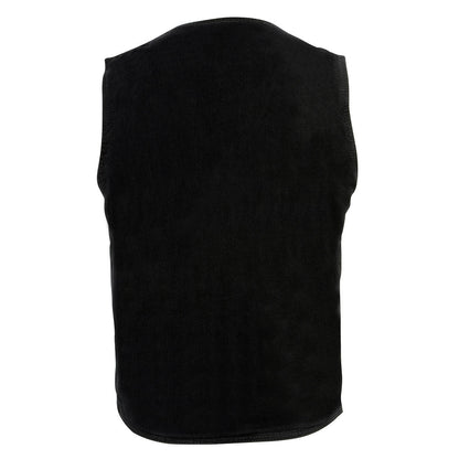 Milwaukee Leather DM1310 Men's Black Denim Classic Snap Front Biker Vest