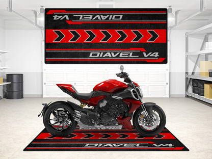 Designed Pit Mat for Ducati Diavel V4 Motorcycle - MM7170