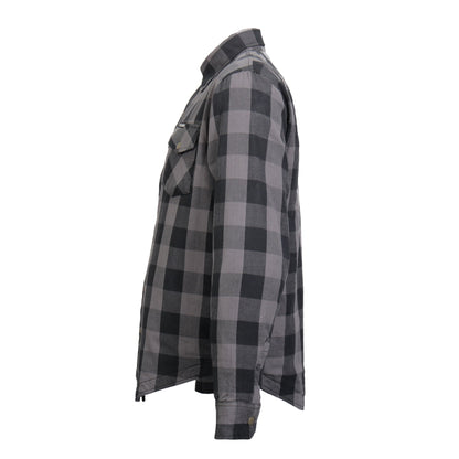 Hot Leathers JKM3004 Men's Motorcycle Grey and Black Armored Flannel Biker Jacket