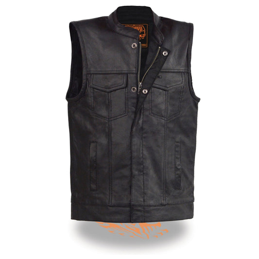 Milwaukee Leather LKY3850 Youth Size Black Leather Open Neck Club Style Motorcycle Riders Vest