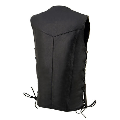 Milwaukee Leather LKY3860 Youth Size Black Leather Motorcycle Riders Vest w/ Side Lace
