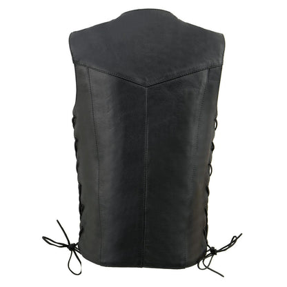 Milwaukee Leather LKY3860 Youth Size Black Leather Motorcycle Riders Vest w/ Side Lace