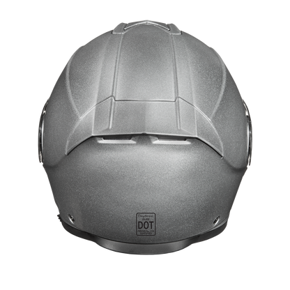 Daytona Glide Modular Motorcycle Helmet - DOT Approved, Bluetooth Ready, Dual Visor, Men/Women/Youth- Silver Metallic