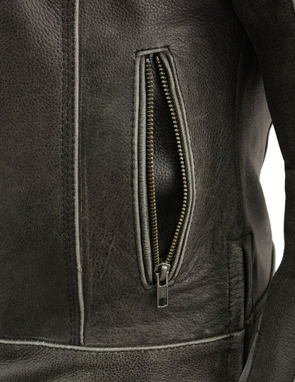 Milwaukee Leather MLL2550 Women's Scooter Distressed Grey Leather Motorcycle Riding Vented Jacket