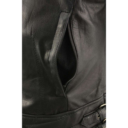 Milwaukee Leather MLL2571 Women's Black 'Crinkled Arm' Lightweight Racer Jacket