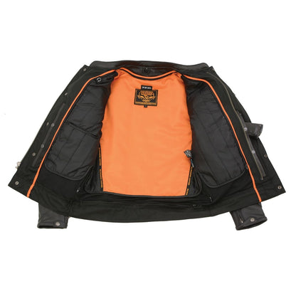 Milwaukee Leather MLM1506 Men's Black Premium Leather Motorcycle Jacket w/ Utility Pockets Cool-Tec Leather Treatement