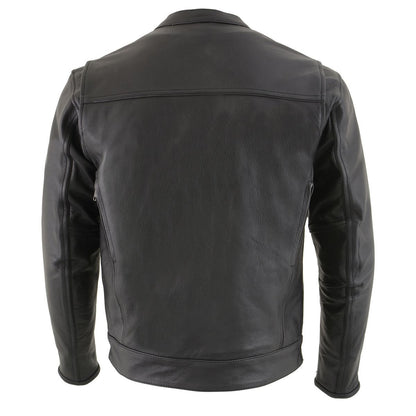 Milwaukee Leather MLM1506 Men's Black Premium Leather Motorcycle Jacket w/ Utility Pockets Cool-Tec Leather Treatement