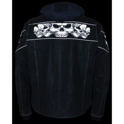 Milwaukee Leather MLM1562 Men's Distressed Grey Leather Jacket with Reflective Skulls