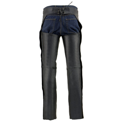 Milwaukee Leather MLM5502 Men's Black Premium Leather Motorcycle Rider Chaps w/ Cool-Tec Leather Treatment