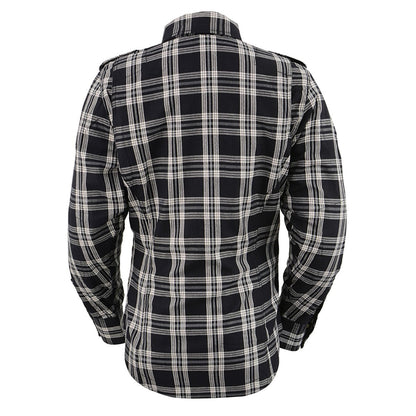Milwaukee Leather MPL2600 Women’s Plaid Flannel Biker Shirt w/ CE Approved Armor - Reinforced w/ Aramid Fiber